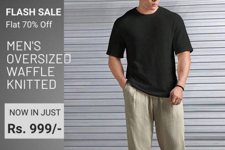 Oversized Waffle Knit t shirt For Men - M.H fashion