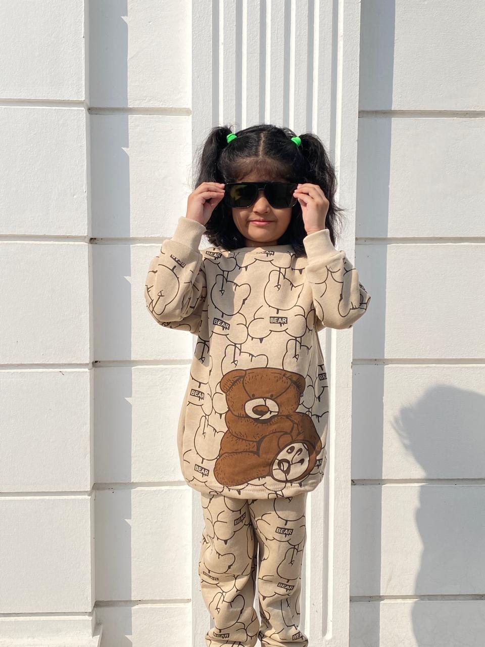Big bear printed  kids suit for winter - M.H fashion