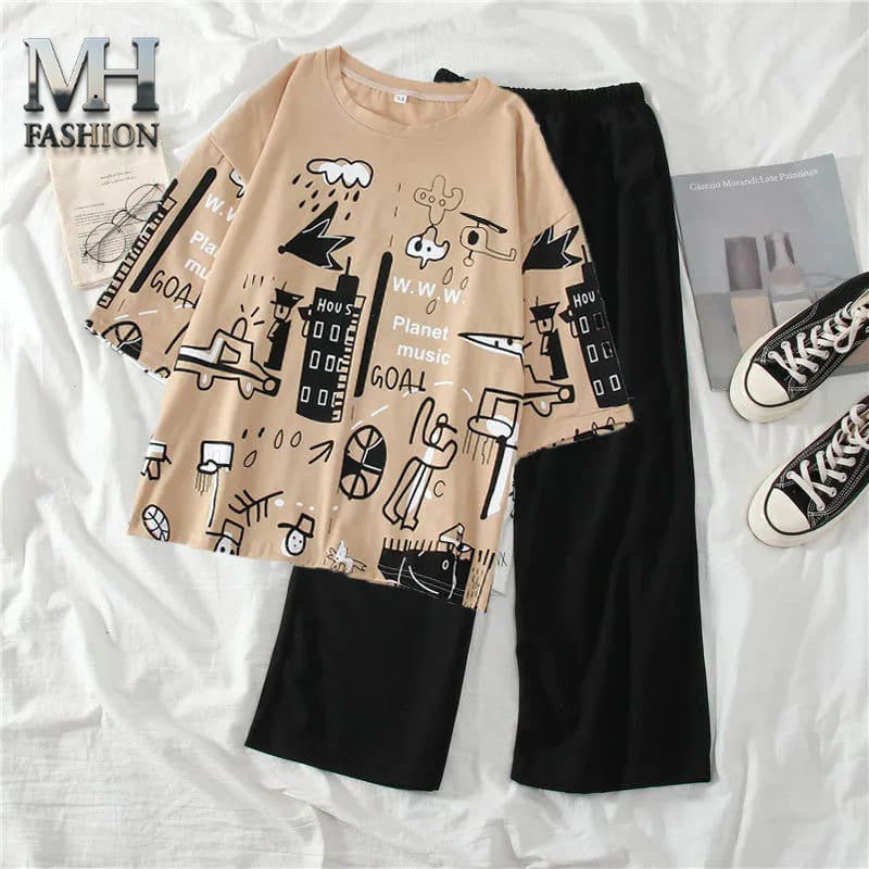 printed style night suit cotton jarsy fabric - M.H fashion