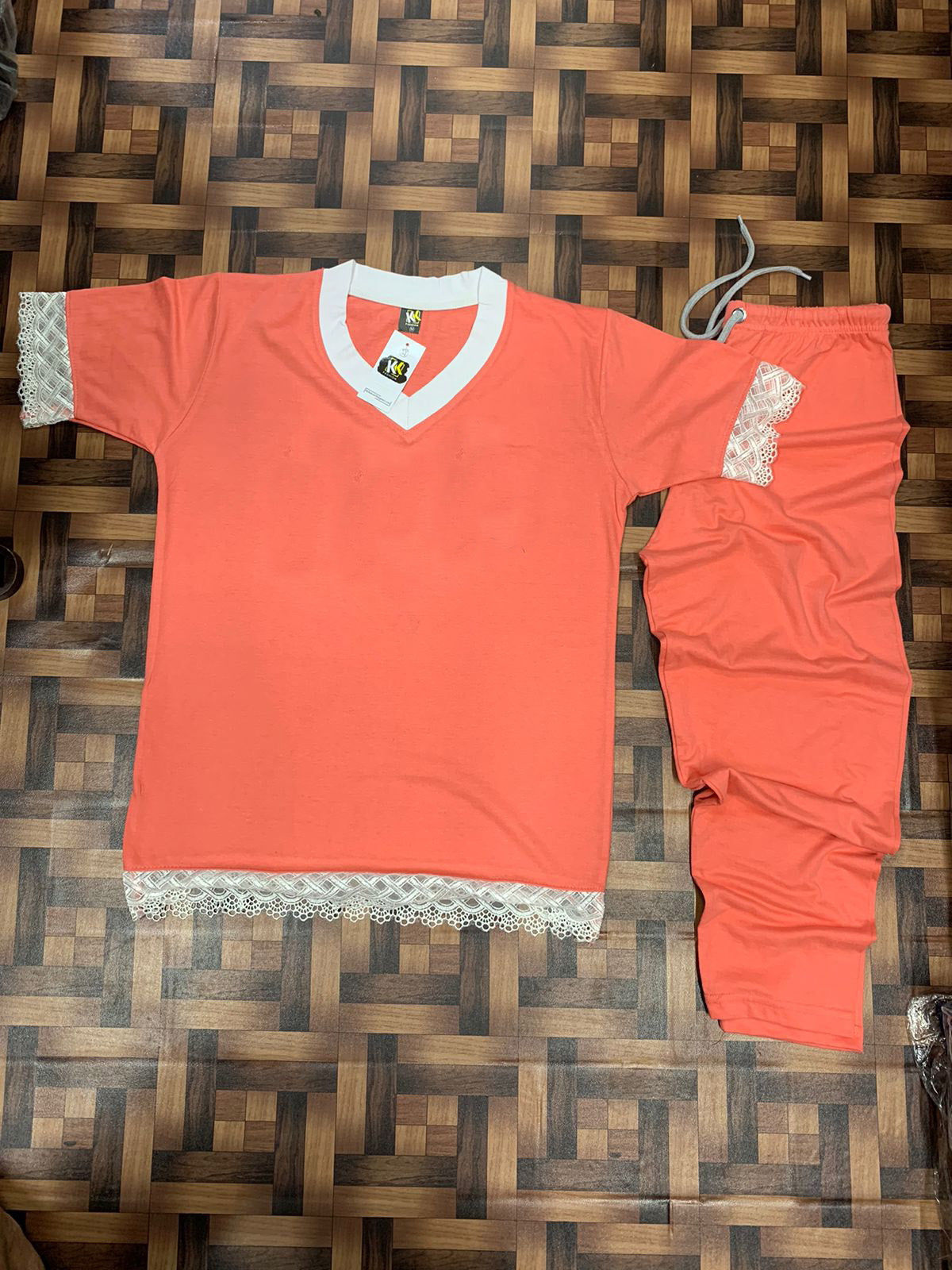 pink decent design night suit in premium fabric cotton jarsy - M.H fashion