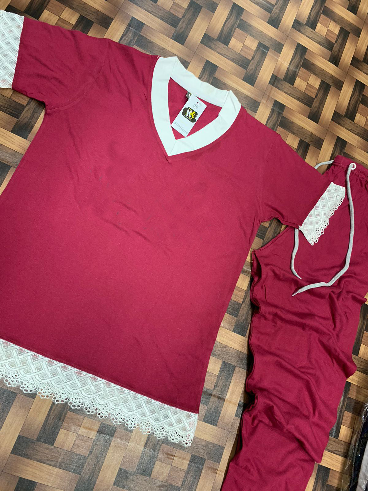 maroon decent design night suit in premium fabric cotton jarsy - M.H fashion