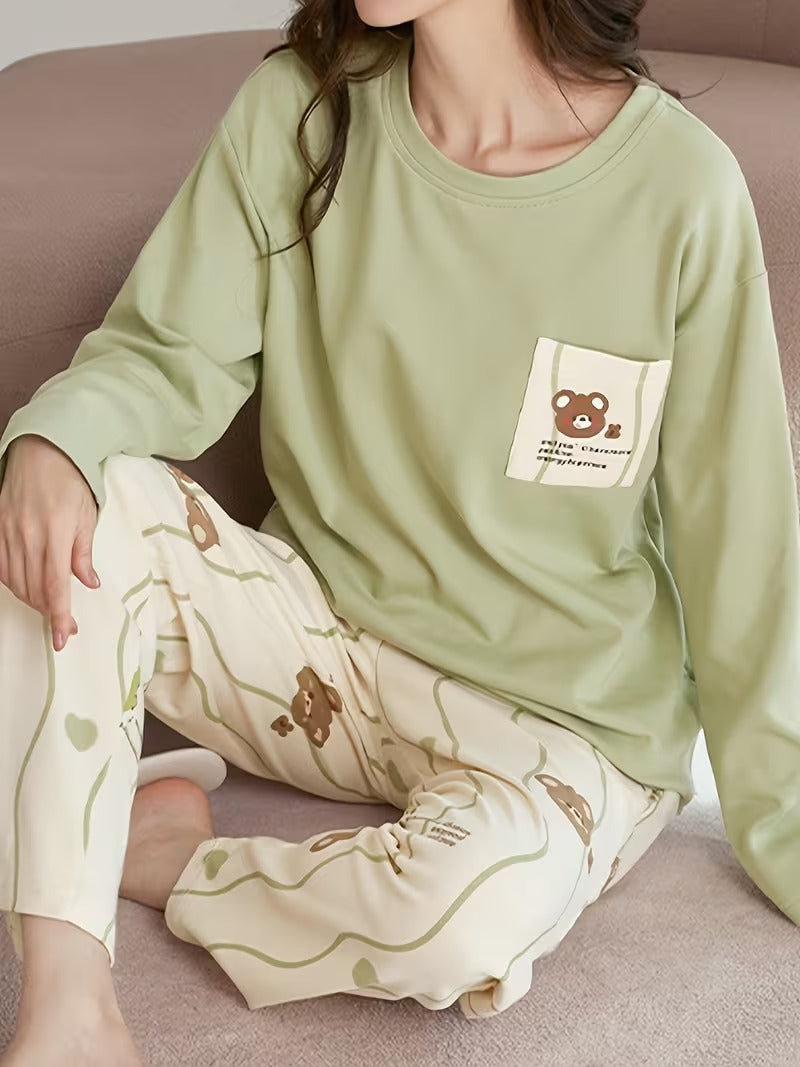 green bear design night suit premium fabric for girls and woman - M.H fashion