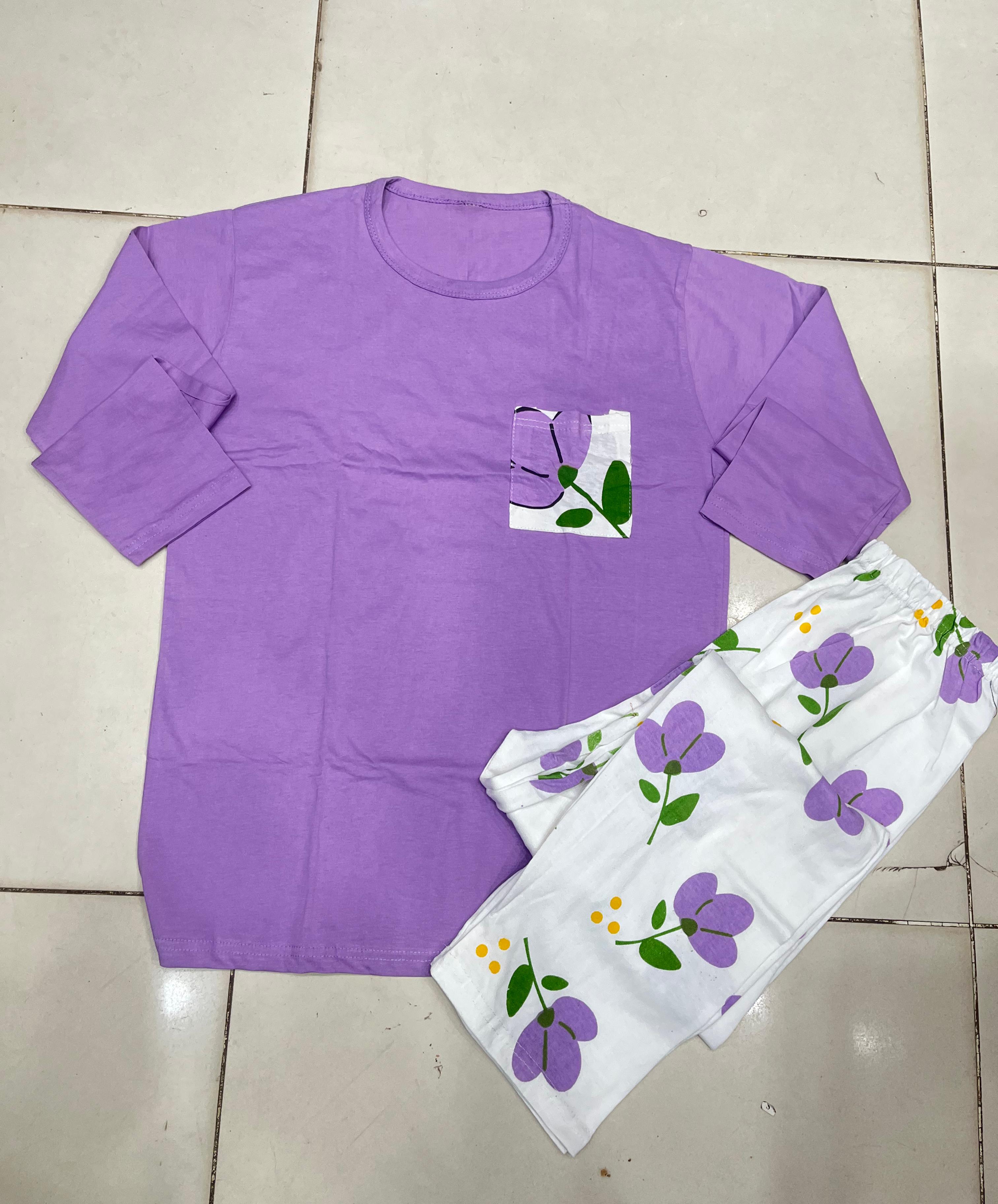 purple pocket design night suit premium fabric for girls and woman - M.H fashion