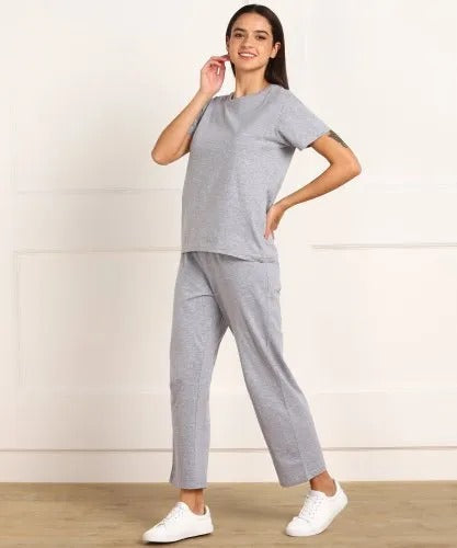 grey plain night suit premium fabric for girls and woman - M.H fashion