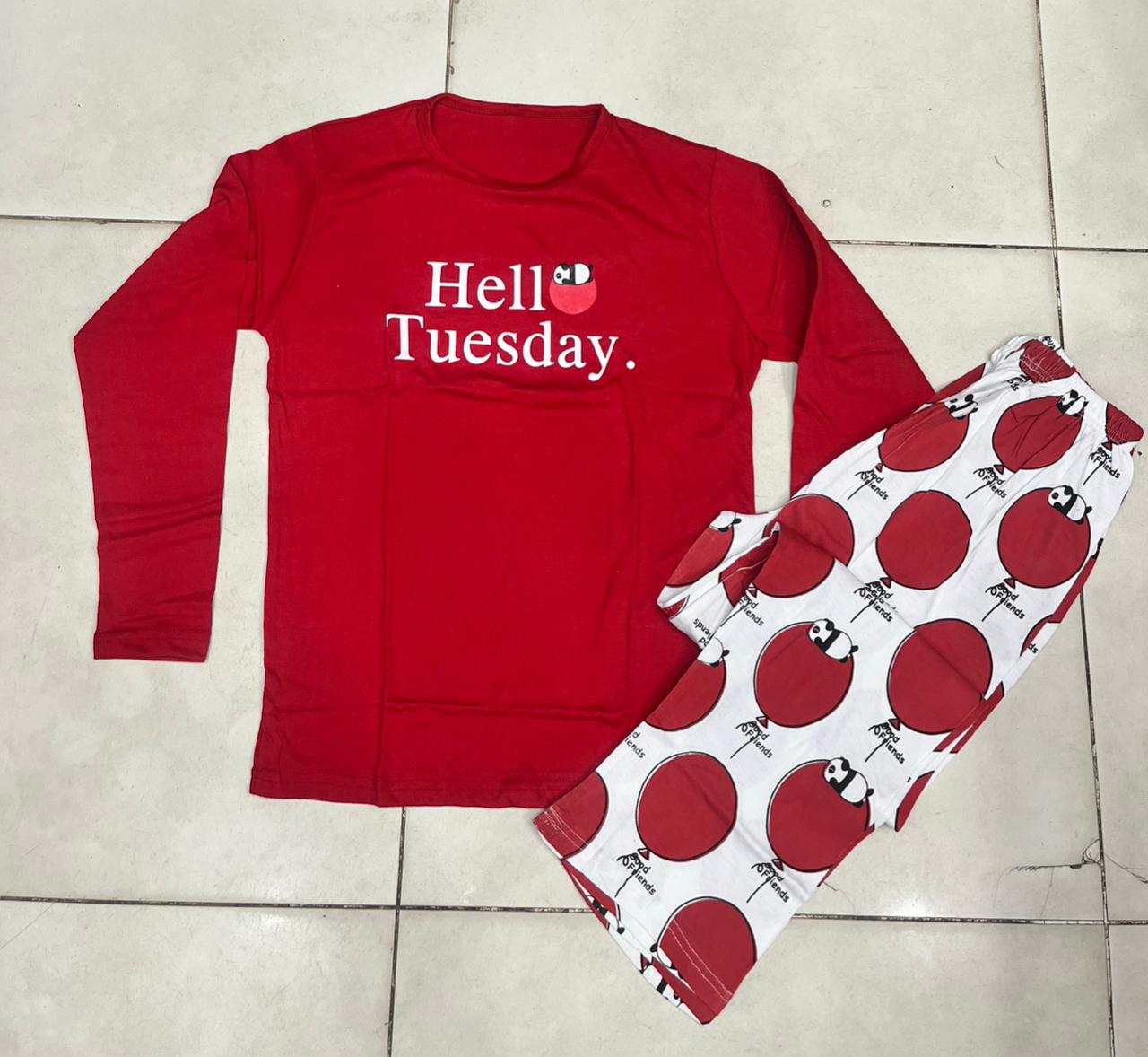 red full sleeves design night suit premium fabric for girls and woman - M.H fashion