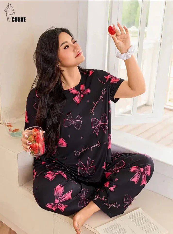 black and pink night suit premium fabric for girls and woman - M.H fashion