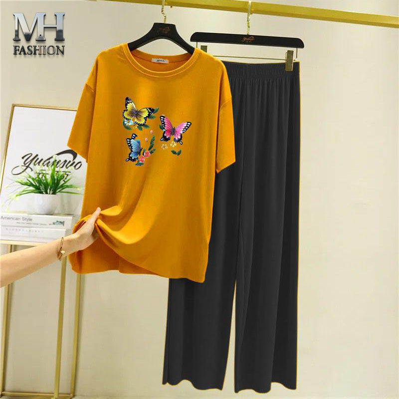 yellow t-shirt and flapper style black  pajama night suit for girls and woman cottan jarsy fabric (M.H  22)