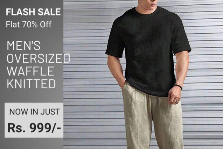 Oversized Waffle Knit t shirt  For Men - M.H fashion 