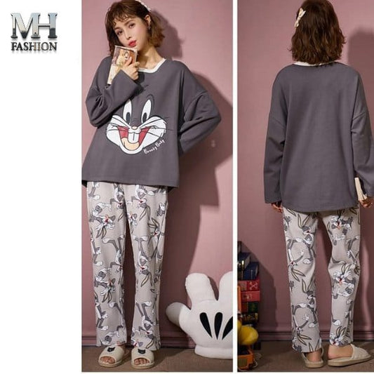Rabbit face printed nightsuit in premium fabric for girls and woman (MH 79)
