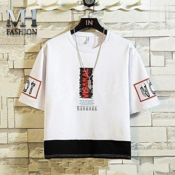 PRINTED DROP SHOULDER T-SHIRT IN COTTON JERSY FABRIC FOR MEN AND BOYS ( MH 877