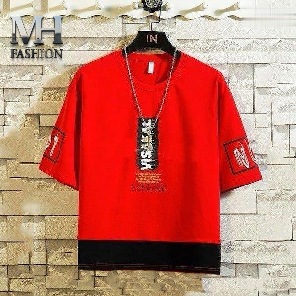 PRINTED DROP SHOULDER T-SHIRT IN COTTON JERSY FABRIC FOR MEN AND BOYS ( MH 877