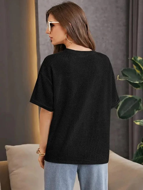 black  Oversized Waffle Knit t shirt  For girls and woman (MH 236)