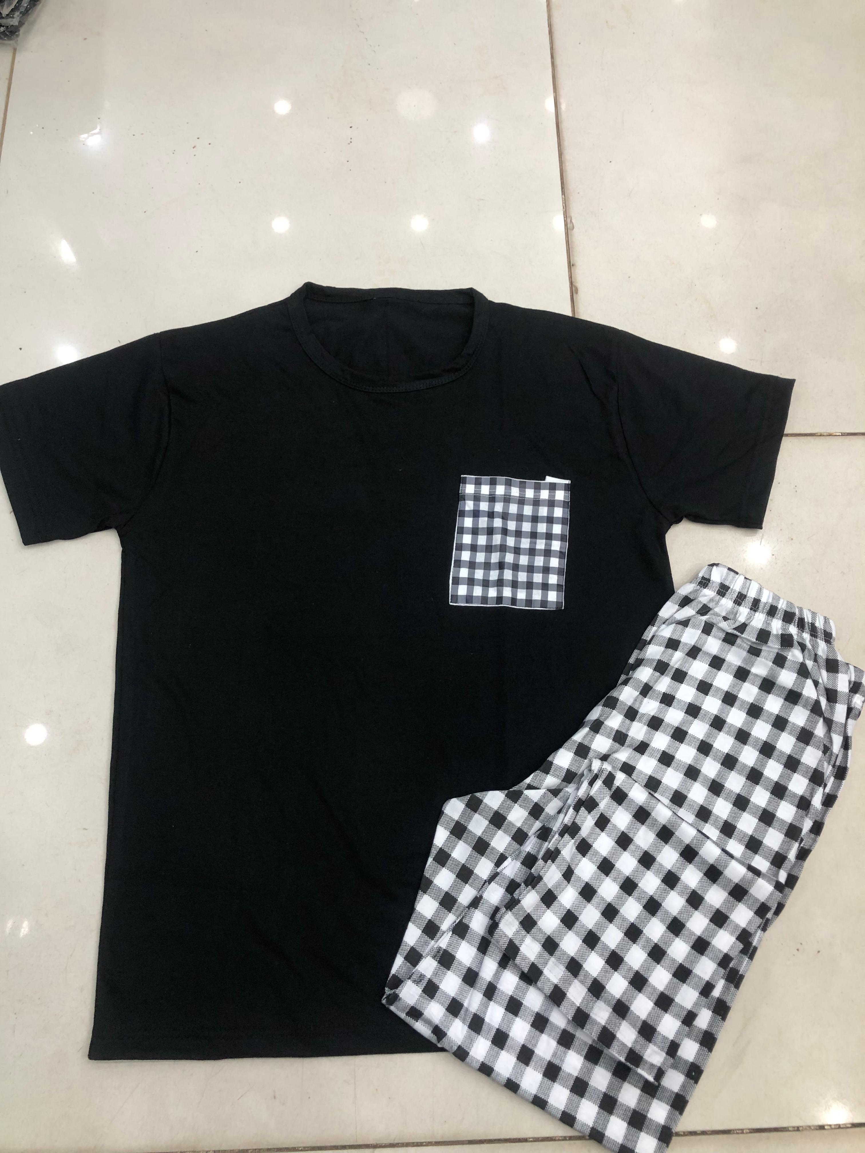 BLACK POCKET DESIGN NIGHT DRESS IN COTTON FABRIC - M.H fashion 