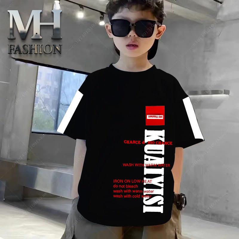 KIDS POCKET STYLE PRINTED  T-SHIRT IN COTTON FABRIC FOR BOYS AND KIDS (MH 95)