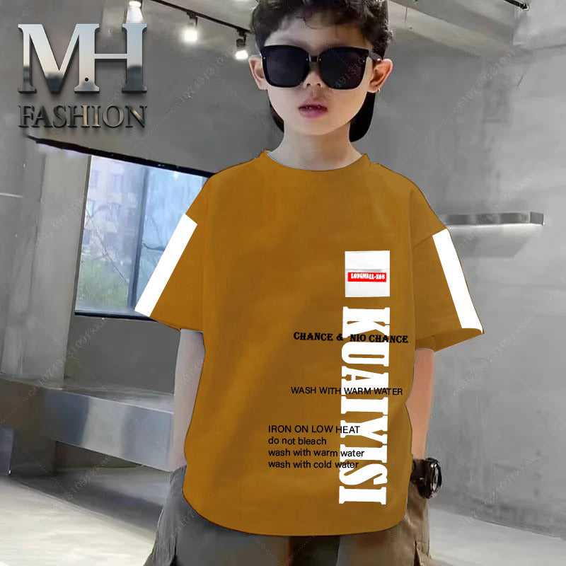 KIDS POCKET STYLE PRINTED  T-SHIRT IN COTTON FABRIC FOR BOYS AND KIDS (MH 95)