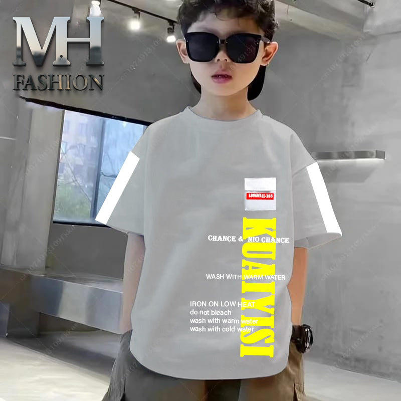 KIDS POCKET STYLE PRINTED  T-SHIRT IN COTTON FABRIC FOR BOYS AND KIDS (MH 95)