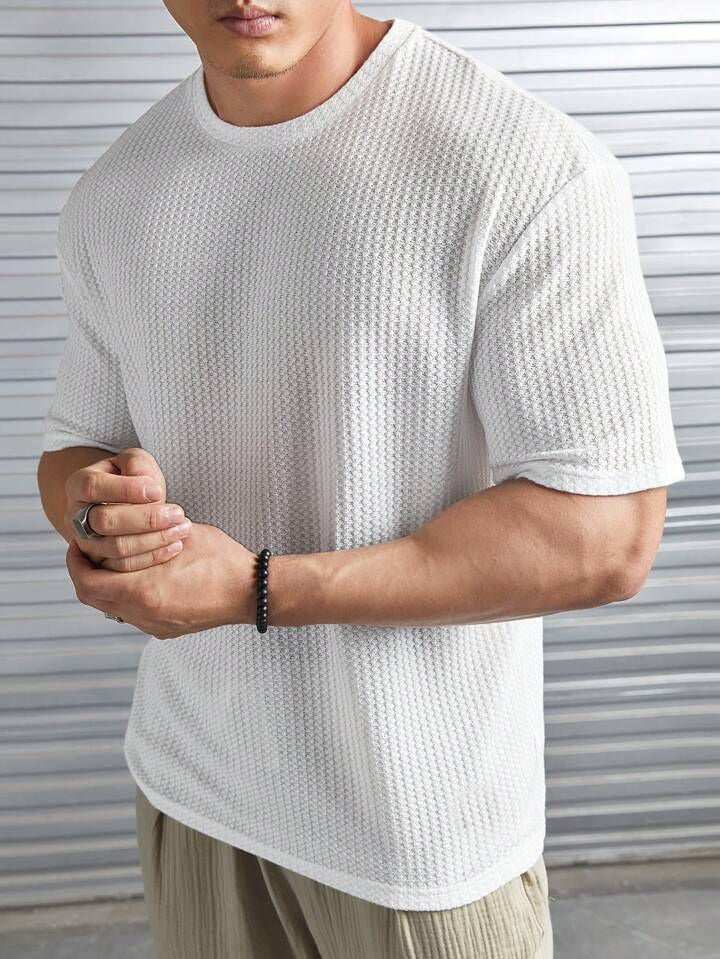 Oversized Waffle Knit t shirt  For Men - M.H fashion 