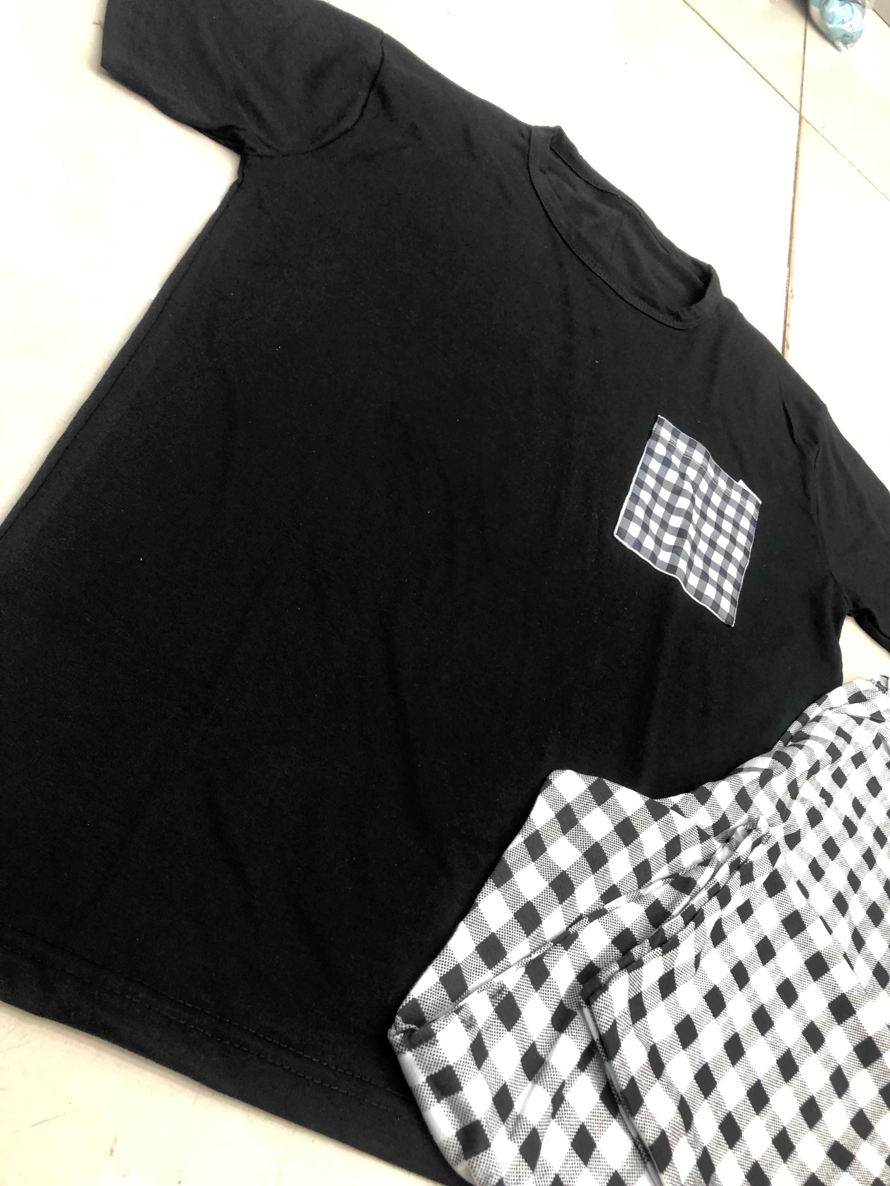 BLACK POCKET DESIGN NIGHT DRESS IN COTTON FABRIC - M.H fashion 