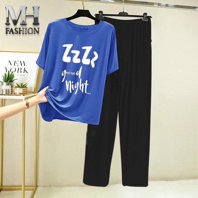 blue t-shirt and black trouser night suit for girls and woman cottan jarsy fabric (M.H  27)