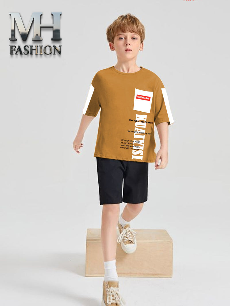 kids short tracksuit in stylish printed t-shirt and short trouser for kids and boys (MH 93)