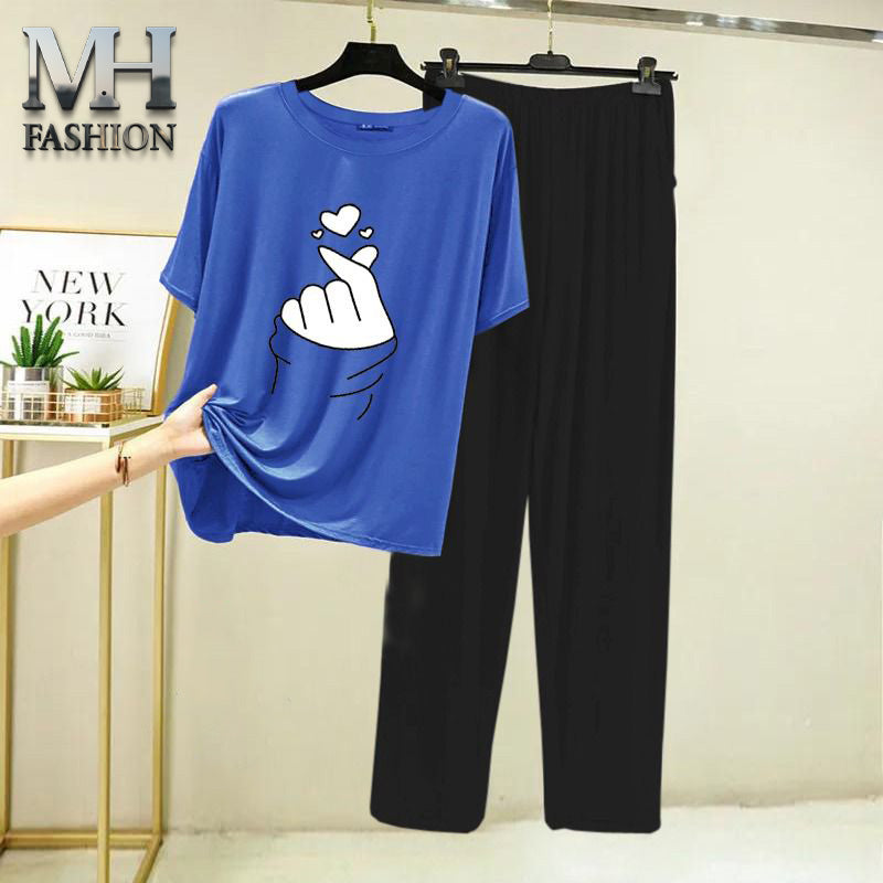 blue t-shirt and black trouser night suit for girls and woman cottan jarsy fabric (M.H  27)