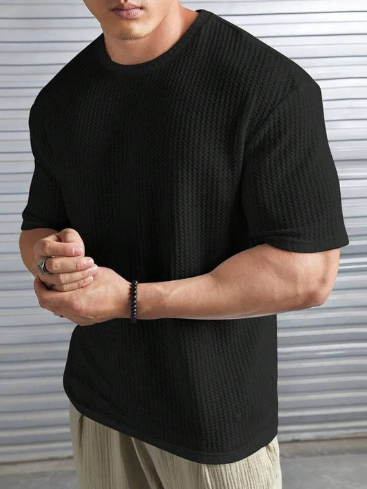 Oversized Waffle Knit t shirt  For Men - M.H fashion 