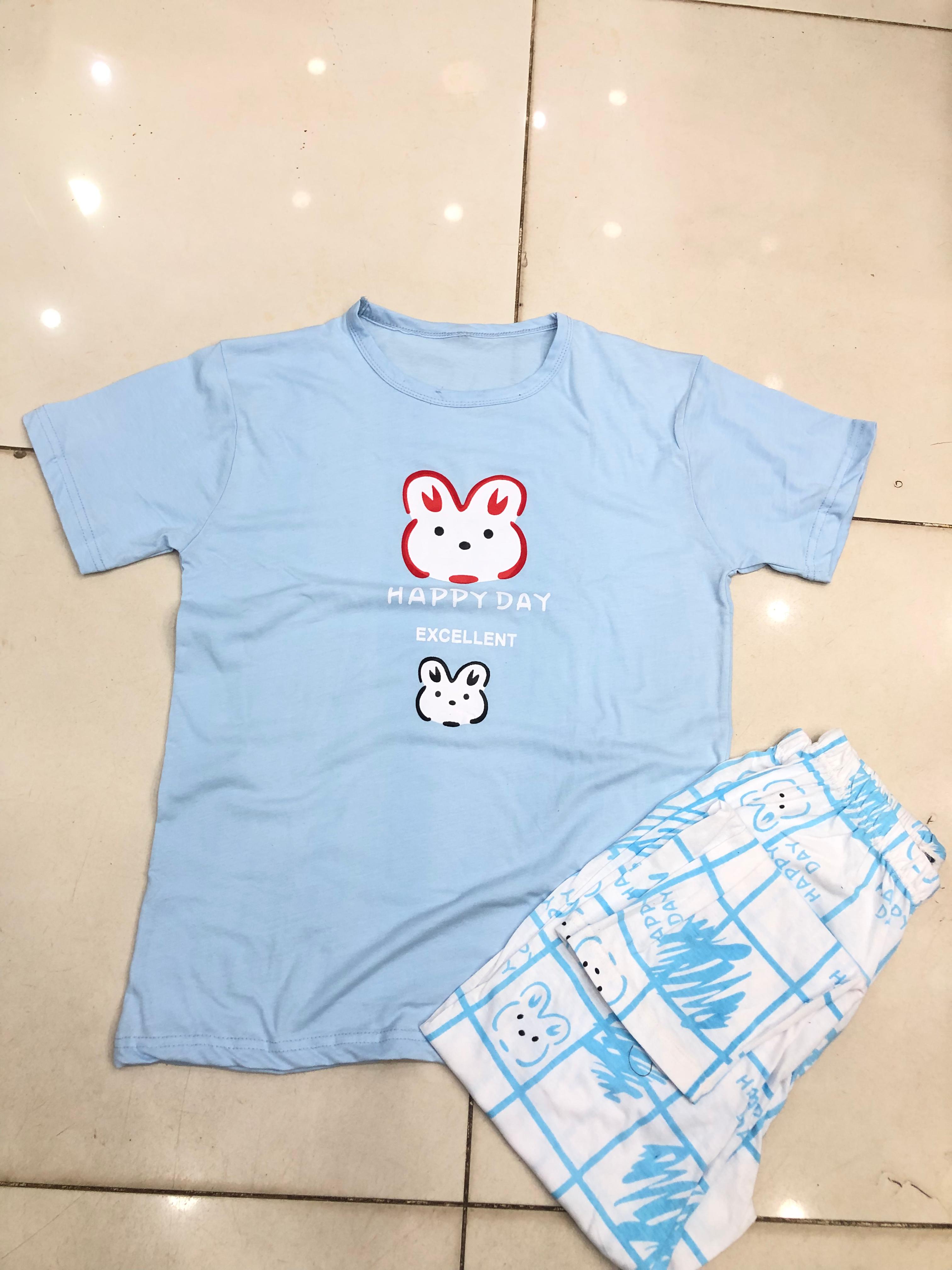 BLUE RABBIT DESIGN NIGHT DRESS IN COTTON FABRIC - M.H fashion 