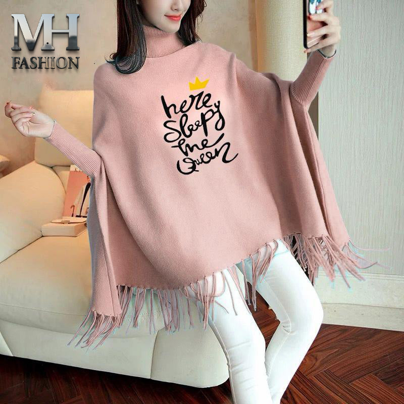 stylish pink printed poncho for woman and girls  (M.H 504)