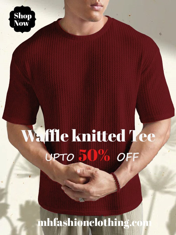 Oversized Waffle Knit t shirt  For Men (MH 235)