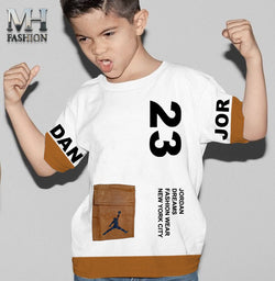 KIDS POCKET STYLE JORDAN PRINTED  T-SHIRT IN COTTON FABRIC FOR BOYS AND KIDS (MH 97)