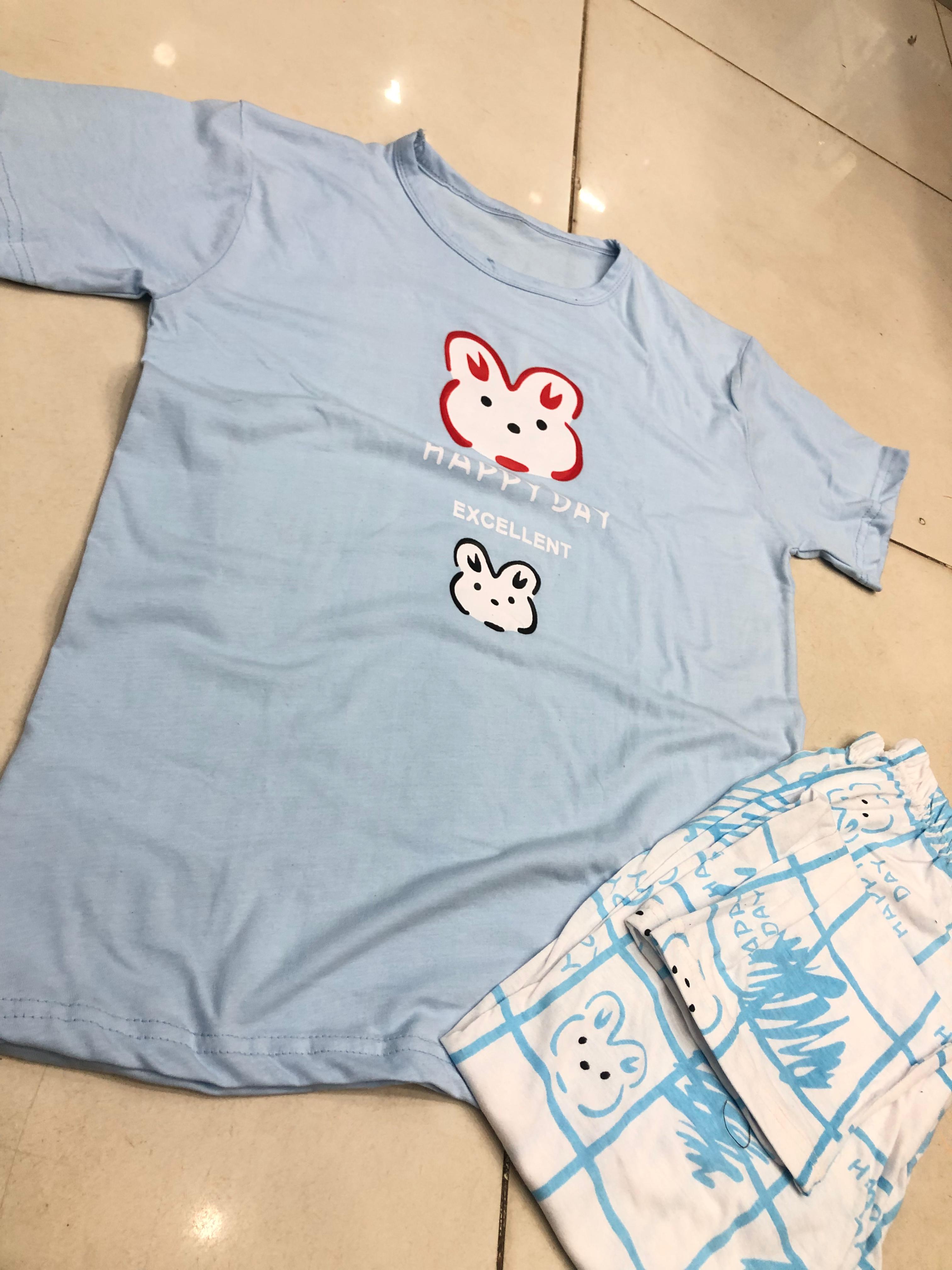 BLUE RABBIT DESIGN NIGHT DRESS IN COTTON FABRIC - M.H fashion 