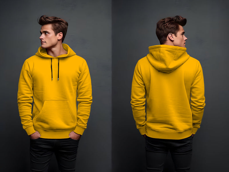 yellow plain hoodie in fleece fabric for mans and boys (M.H 47)