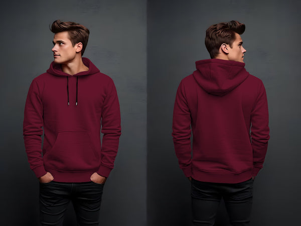 maroon plain hoodie in fleece fabric for mans and boys (M.H 47)