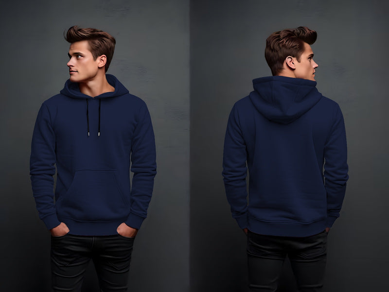 blue plain hoodie in fleece fabric for mans and boys (M.H 47)