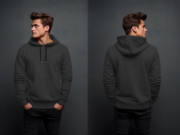 dark grey plain hoodie in fleece fabric for mans and boys (M.H 47)