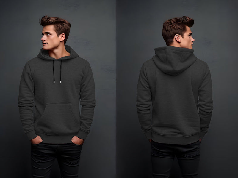 dark grey plain hoodie in fleece fabric for mans and boys (M.H 47)