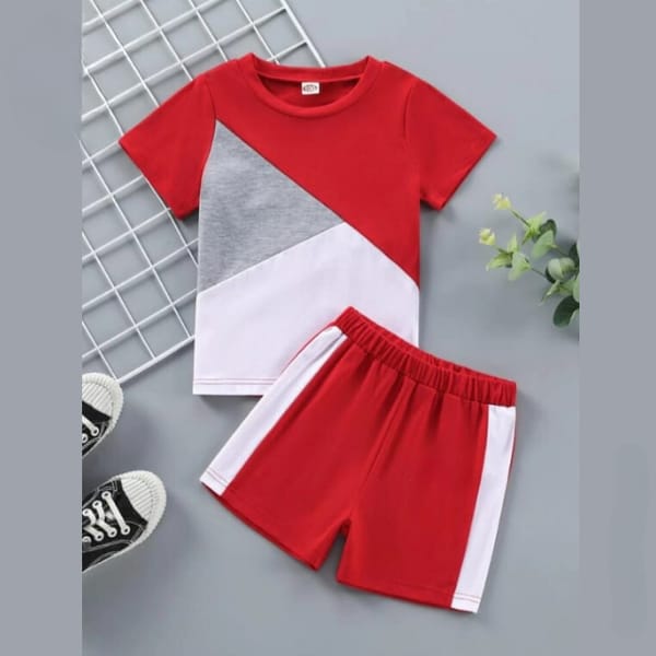 panel design t-shirt and short trouser for kids and boys (MH 62)