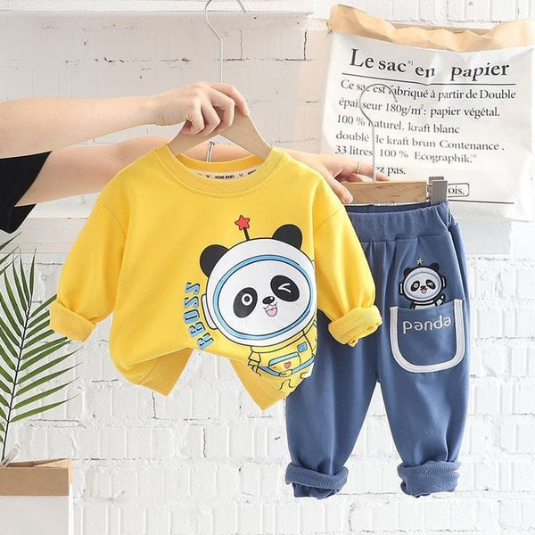 cute bear printed full-sleeves t-shirt and trouser in kids winter collection (MH 94)