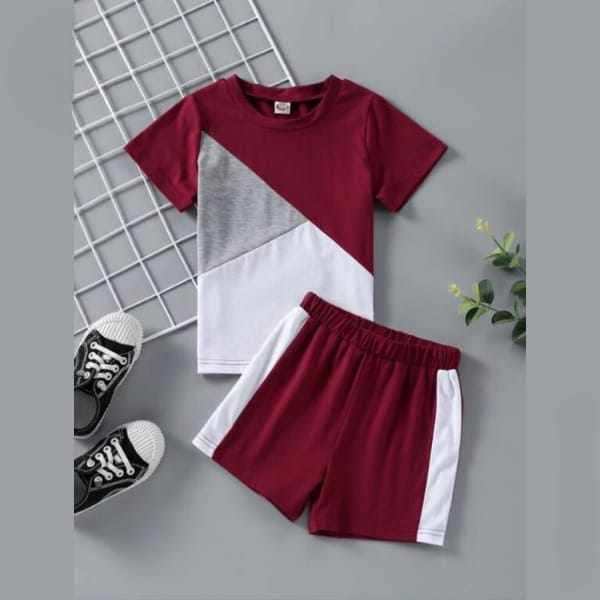 panel design t-shirt and short trouser for kids and boys (MH 62)