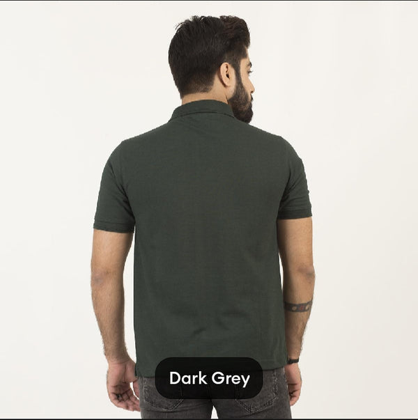 DARK GREY HALF-SLEEVES POLO T-SHIRT IN COTTON PK FABRIC FOR MENS AND BOYS (MH : 50)