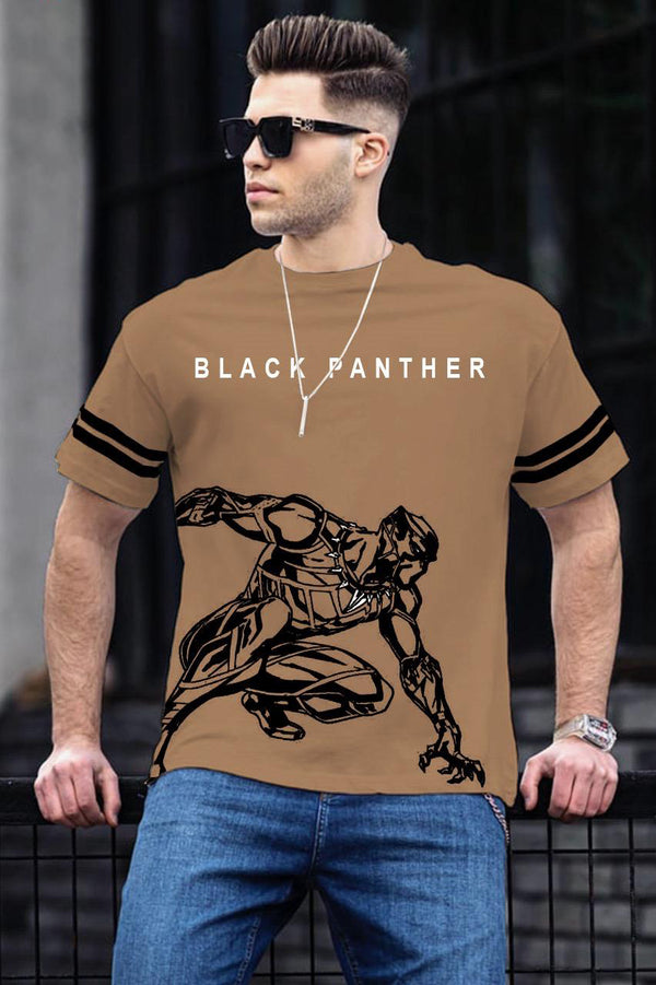 BLACK PANTHER PRINTED DROP SHOULDER T-SHIRT IN COTTON JERSY FABRIC FOR MEN AND BOYS ( MH 879