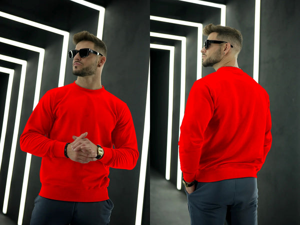 red plain sweatshirt full sleeves fleece fabric for mans and boys (MH : 54)