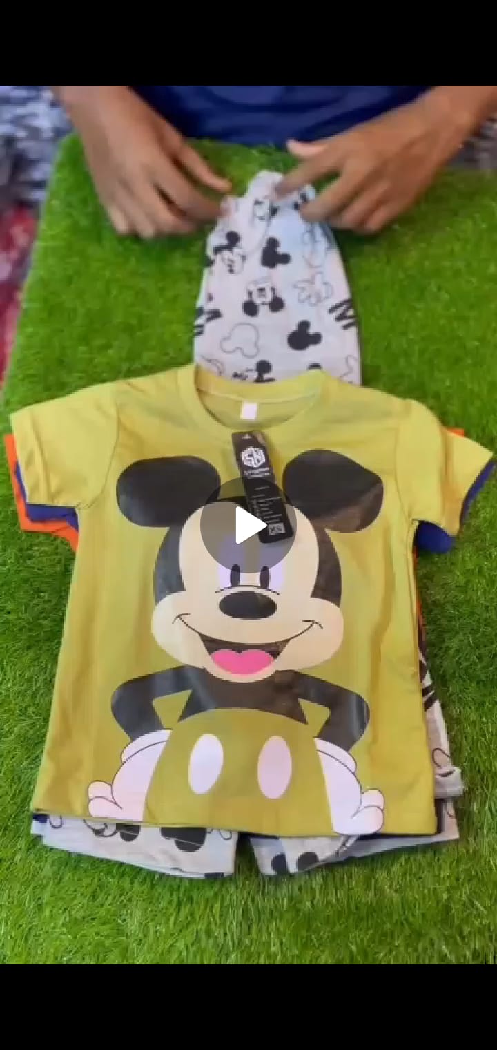 kids short tracksuit in mickymouse printed t-shirt and short trouser for kids and boys (MH )