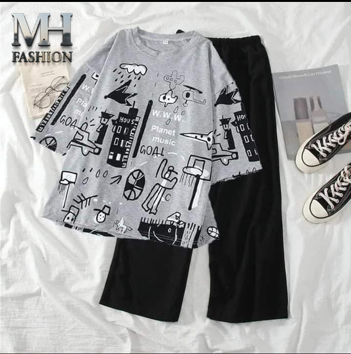 printed style night suit cotton jarsy fabric - M.H fashion 