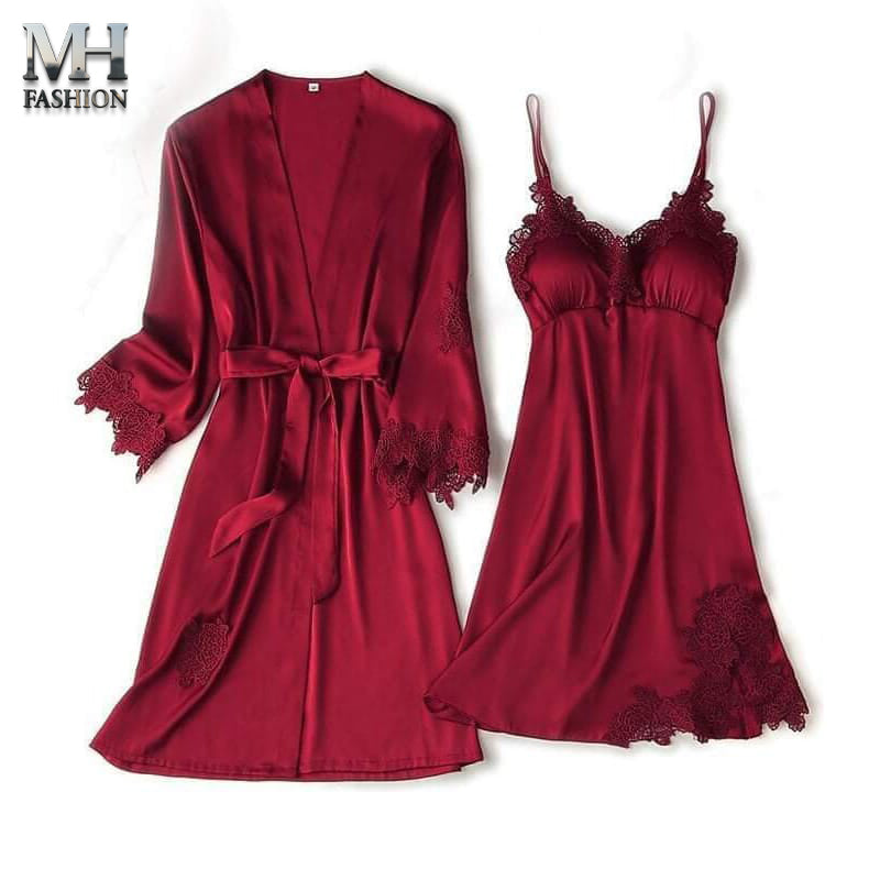 beautiful ladies 2 pcs night dress in premium silk fabric for girls and woman (M H 78700