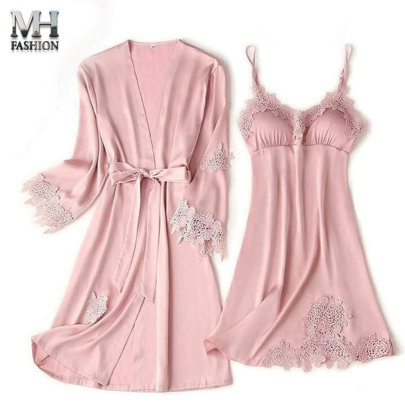 beautiful ladies 2 pcs night dress in premium silk fabric for girls and woman (M H 78700