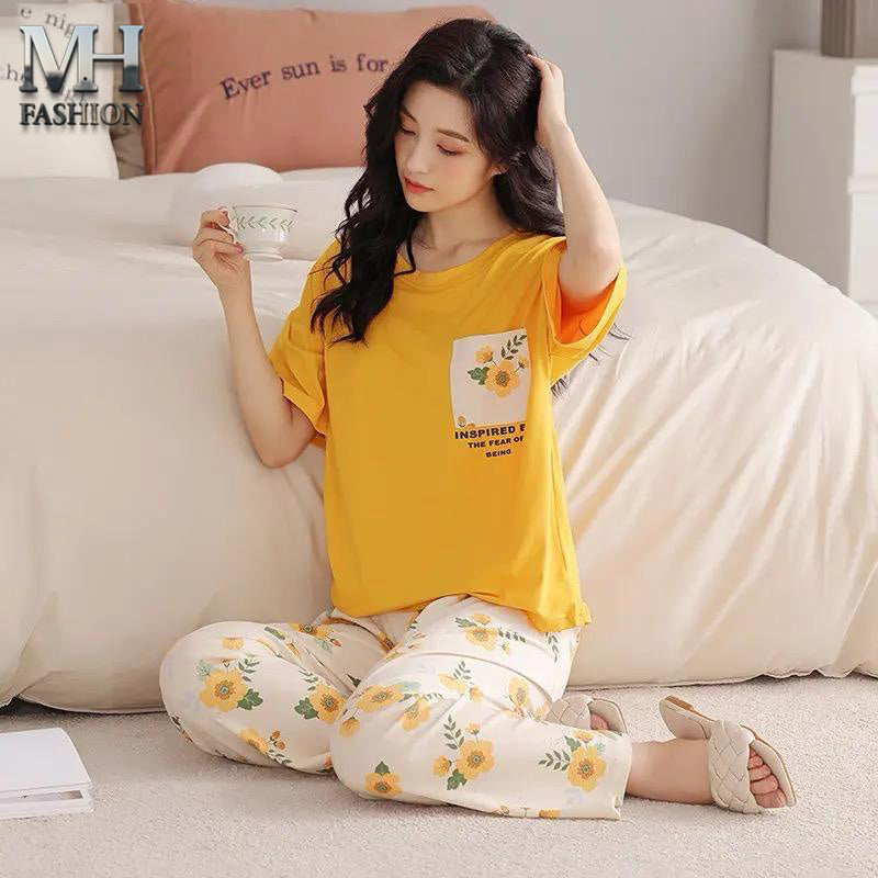 flower printed night suit in premium fabric cotton jarsy - M.H fashion 