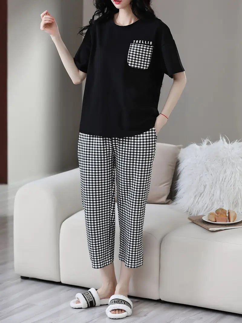 BLACK POCKET DESIGN NIGHT DRESS IN COTTON FABRIC - M.H fashion 