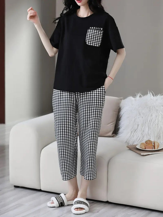 BLACK POCKET DESIGN NIGHT DRESS IN COTTON FABRIC - M.H fashion 