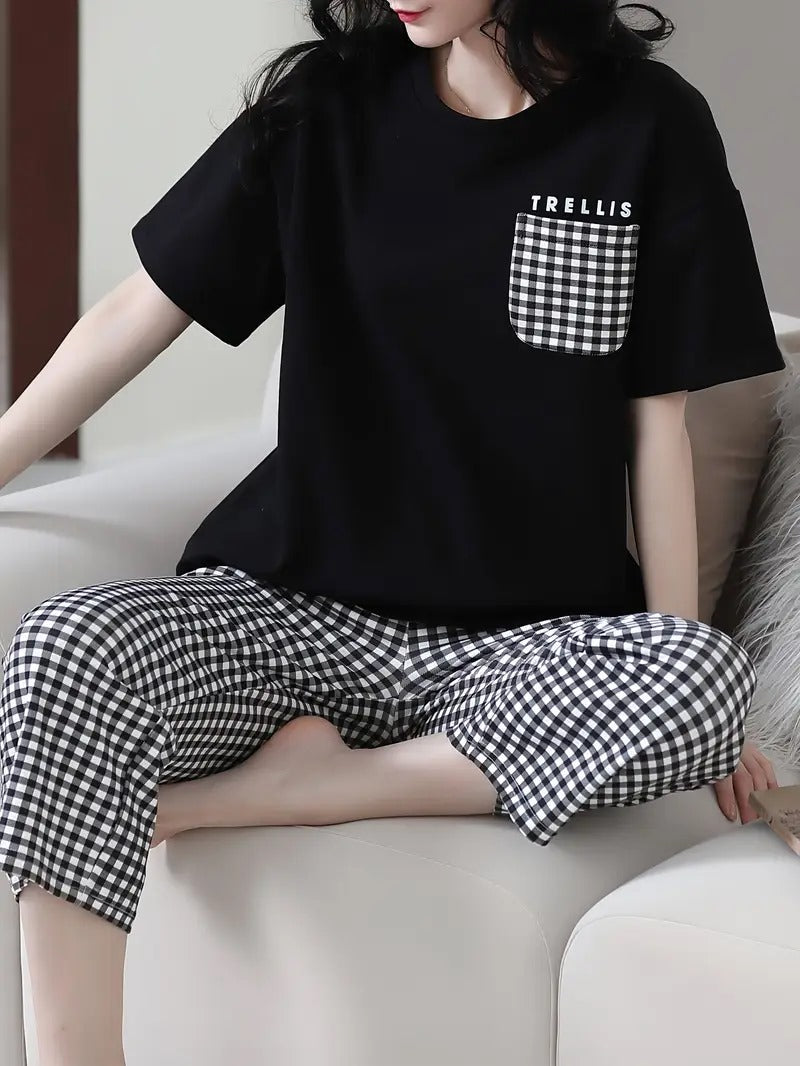 BLACK POCKET DESIGN NIGHT DRESS IN COTTON FABRIC - M.H fashion 